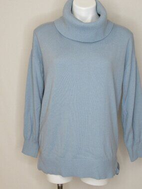 LOFT Ann Taylor Blue Cowl Neck Tunic Sweater Women's L Large